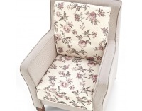 Kreslo London - béžová / vzor kvety / orech