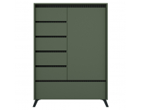 Jednodverová komoda so zásuvkami Longy REG1D5S1K - smoke zelená / čierna