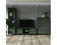 Jednodverová komoda so zásuvkami Longy REG1D5S1K - smoke zelená / čierna