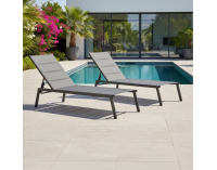 Polohovateľné záhradné lehátko Lopez - čierna / sivá