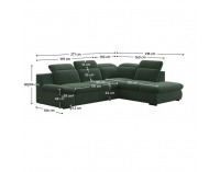 Rohová sedačka s rozkladom a úložným priestorom Loreta Roh P - zelená
