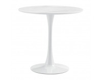 Okrúhly jedálenský stôl Lorian 80 - svetlý mramor / biela