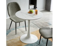 Okrúhly jedálenský stôl Lorian 80 - svetlý mramor / biela