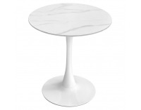 Okrúhly jedálenský stôl Lorian 80 - svetlý mramor / biela
