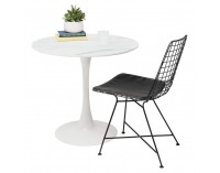 Okrúhly jedálenský stôl Lorian 80 - svetlý mramor / biela