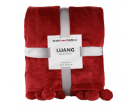 Plyšová deka s brmbolcami Luang 150x200 cm - bordová