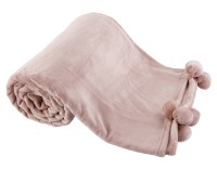 Plyšová deka s brmbolcami Luang 150x200 cm - púdrová ružová