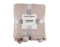 Plyšová deka s brmbolcami Luang 150x200 cm - púdrová ružová