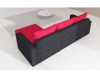 Rohová sedačka s rozkladom a úložným priestorom Lucca L/P - čierna / červená