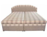 Čalúnená manželská posteľ s úložným priestorom Lucia 180 - béžová / karo