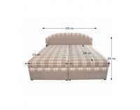 Čalúnená manželská posteľ s úložným priestorom Lucia 180 - béžová / karo