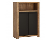 Dvojdverová komoda Lucita HAVK01 - dub lefkas tmavý / čierna