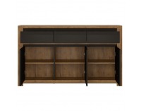 Dvojdverová komoda Lucita HAVK03 - dub lefkas tmavý / čierna