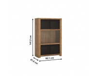 Dvojdverová vitrína Lucita HAVV06 - dub lefkas tmavý / čierna