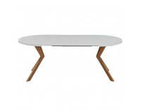 Rozkladací jedálenský stôl Lukos 100-250/75,5 cm - biela / dub