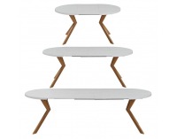 Rozkladací jedálenský stôl Lukos 100-250/75,5 cm - biela / dub