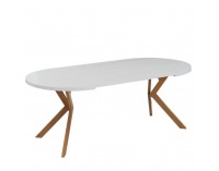 Rozkladací jedálenský stôl Lukos 100-250/75,5 cm - biela / dub