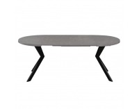 Rozkladací jedálenský stôl Lukos 100-250/75,5 cm - svetlý betón / čierna