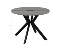 Rozkladací jedálenský stôl Lukos 100-250/75,5 cm - svetlý betón / čierna