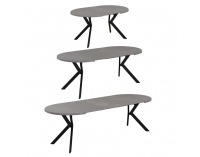 Rozkladací jedálenský stôl Lukos 100-250/75,5 cm - svetlý betón / čierna
