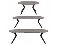 Rozkladací jedálenský stôl Lukos 100-250/75,5 cm - svetlý betón / čierna
