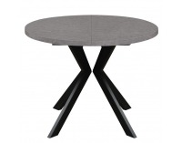 Rozkladací jedálenský stôl Lukos 100-250/75,5 cm - svetlý betón / čierna