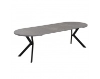 Rozkladací jedálenský stôl Lukos 100-250/75,5 cm - svetlý betón / čierna