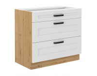Dolná kuchynská skrinka Lula 80 D 3S BB - biela / dub artisan