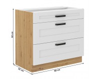 Dolná kuchynská skrinka Lula 80 D 3S BB - biela / dub artisan