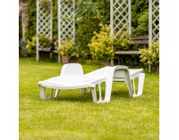 Plastové záhradné lehátko Lumbo - biela