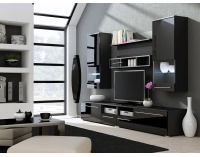 Obývacia stena Luna - čierna / čierny lesk