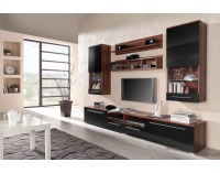 Obývacia stena Luna - slivka / čierny lesk