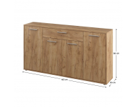 Štvordverová komoda so zásuvkou Lunia - dub craft zlatý