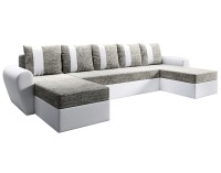 Rohová sedačka U s rozkladom Luny Roh U L/P - biela / sivohnedá
