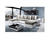 Rohová sedačka U s rozkladom Luny Roh U L/P - biela / sivohnedá