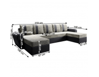 Rohová sedačka U s rozkladom Luny Roh U L/P - čierna / sivohnedá