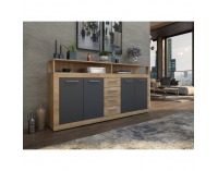 Štvordverová komoda so zásuvkami Lunysa 2 New - dub artisan / grafit