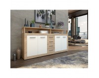 Štvordverová komoda so zásuvkami Lunysa 2 New - dub sonoma / biela