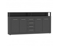 Štvordverová komoda so zásuvkami Lunysa - grafit