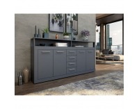 Štvordverová komoda so zásuvkami Lunysa - grafit