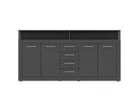 Štvordverová komoda so zásuvkami Lunysa - grafit