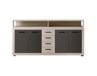 Štvordverová komoda so zásuvkami Lunysa - kašmír / čierna