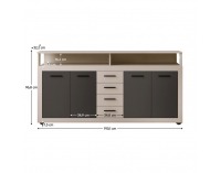 Štvordverová komoda so zásuvkami Lunysa - kašmír / čierna