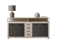 Štvordverová komoda so zásuvkami Lunysa - kašmír / čierna