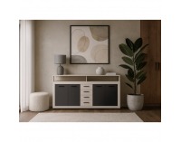 Štvordverová komoda so zásuvkami Lunysa - kašmír / čierna