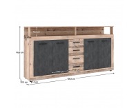 Štvordverová komoda so zásuvkami Lunysa - old wood light / matera