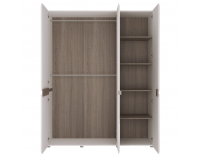 Šatníková skriňa so zrkadlom Lynatet 22 3D - biela / biely vysoký lesk / dub sonoma truflový