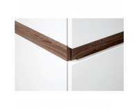 Šatníková skriňa so zrkadlom Lynatet 23 - biela / biely vysoký lesk / dub sonoma truflový