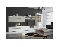 Vitrína Lynatet 33 - biely vysoký lesk / dub sonoma truflový