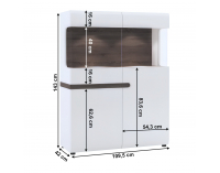 Vitrína Lynatet 33 - biely vysoký lesk / dub sonoma truflový